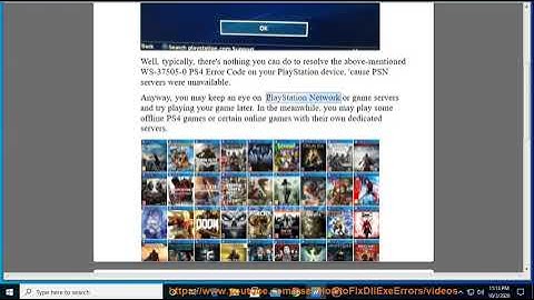 Fix WS-37505-0 Error Code on PlayStation