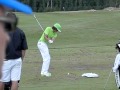 Rickie fowler golf swing in slow motion down the line