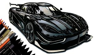 Realistic Car Drawing - Koenigsegg Agera RS Final Edition - Time Lapse - Drawing Ideas