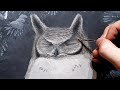 Painting a Great Horned Owl - Time Lapse