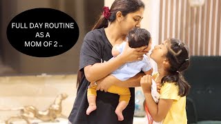 Full day Routine with a newborn, kid and a dog | Cooking, cleaning & organizing the house