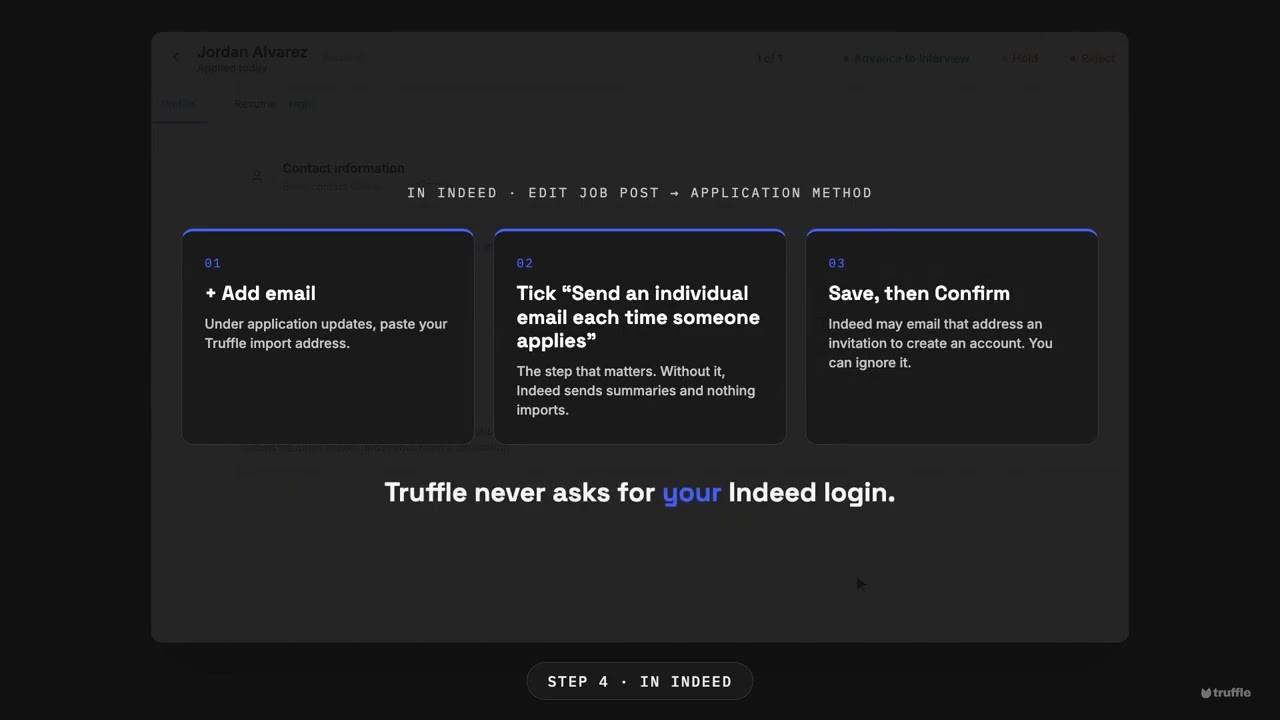 Video thumbnail: How to import Indeed applicants automatically, no login needed