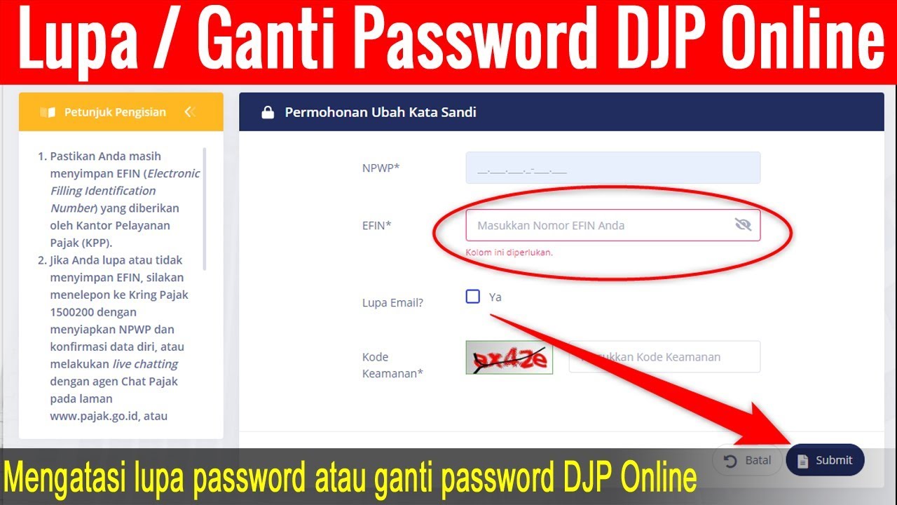 Cara Mengganti atau Lupa Password DJP Online