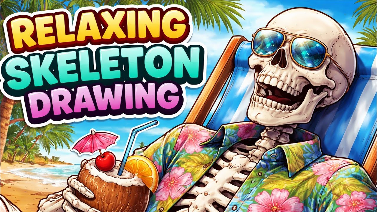 Relaxing Skeleton Drawing | Easy Skeleton Sketch Step by Step | Telugu ...