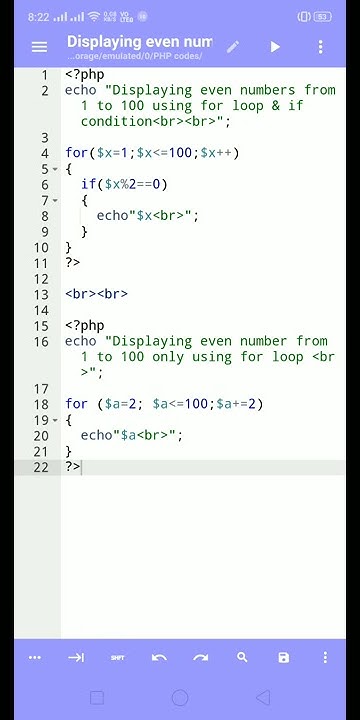 Displaying even number in php using if, for loop - YouTube
