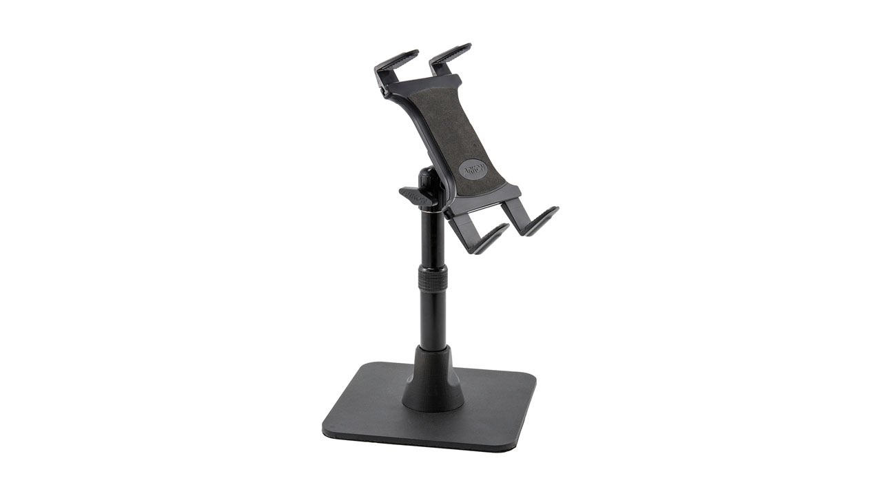 Heavy Duty Slim Grip Tablet Stand With Weighted Base Extending Arm Heavy Duty Slim Grip Tablet Stand With Weighted Base Extending Arm Arkon Tabstand4 You