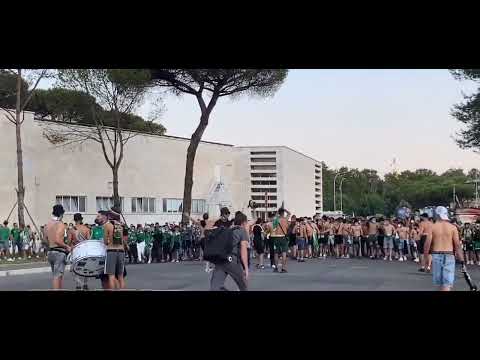 جماهير الرجاء العالمي تحتل شوارع روما ايطاليا Greenboys Eagles Curvasudroma Rca