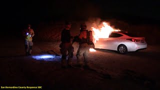 SBCoFD Medic Engine 227 Working Two Vehicle Fires In Same Night, One Hour Apart