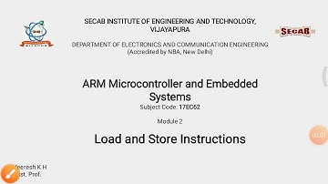ARM Microcontroller and Embedded system - Load and Store instructions | 18CS44 | 17EC62 | Veeresh H