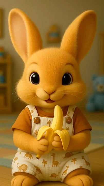 Cute Bunny Eats Banana and Falls Down Hilariously! 🐇🤣 #funny #cute