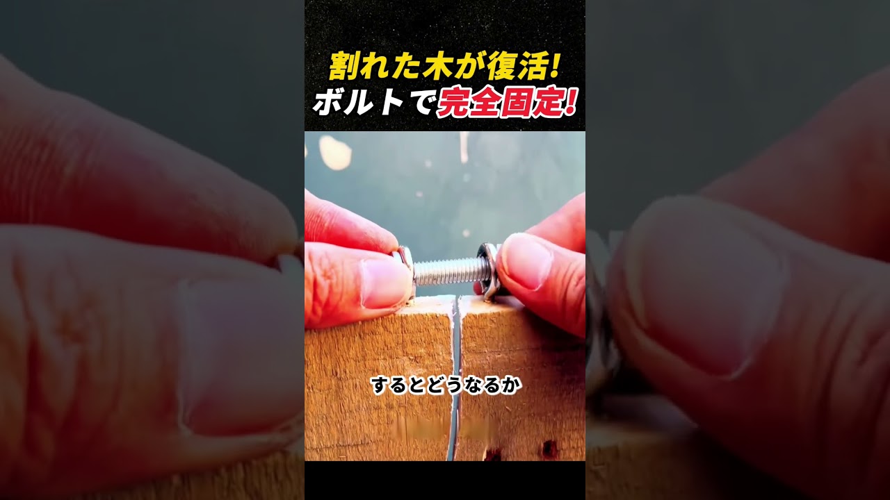 割れた木が復活! ボルトで完全固定!   #DIY #木工 #修理 #裏技 #ライフハック