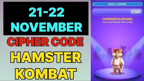 Hamster Kombat Dev Game Daily Cipher 21 & 22 November | Hamster Kombat Daily Cipher Code 21 November