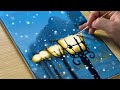 How to Draw a Snowy Night Scene / Acrylic Painting for Beginners