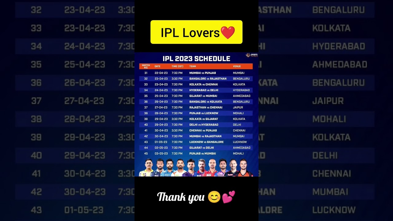 IPL time table 2023/ 2023 IPL Time Schedule/ #date #time #match #IPL #ipl2023 #shorts #shortsfeed
