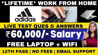 ADDIDAS | LIVE TEST ANSWERS | WORK FROM HOME JOBS 2024 | ONLINE JOBS AT HOME FOR 12TH PASS | JOBS