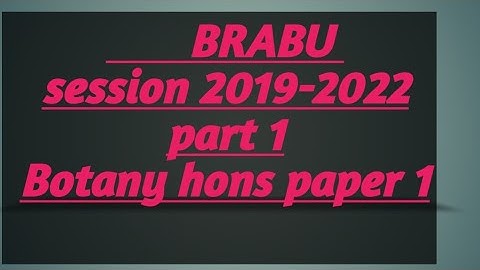 BRABU ll part1 ll botany hons ll paper 1 ll question 92 to 141 ll session 2019-2022