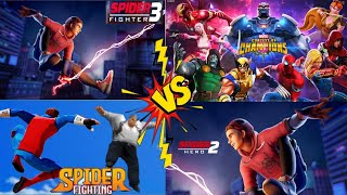 💥 SPIDER FIGHTER 2 & 3 vs Marvel Contest of Champions vs SPIDER FIGHTING: HERO GAME 💥 Which is Best?