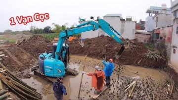 Quá Khủng Trước Hàng Vạn Cọc Tre Được Máy Xúc Ép Xuống Móng Trong Nháy Mắt | Xuân Mạnh Vlogs