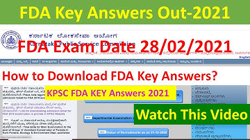 How to download kpsc fda 2021 key answers |FDA 2021 Key Answers out