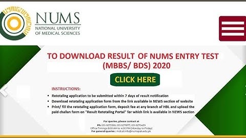 Nums Mdcat Result Announced 2020