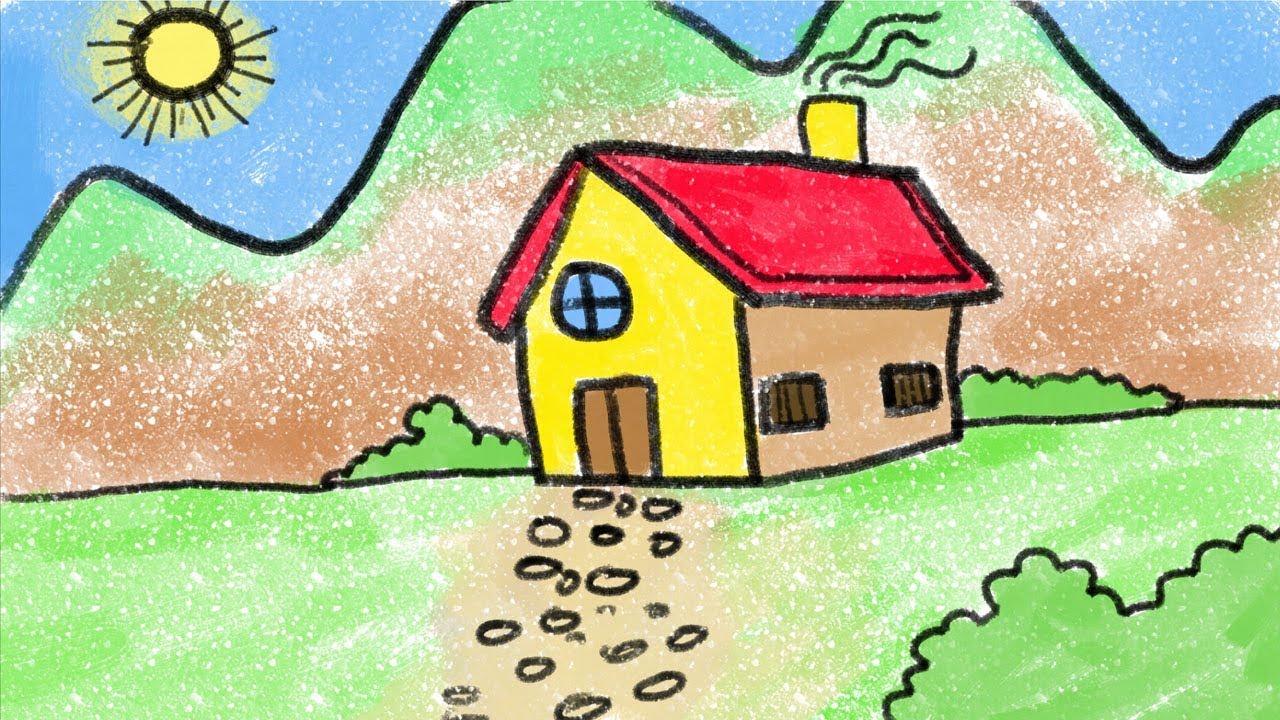 Simple House Drawing for Kids Easy Steps - YouTube