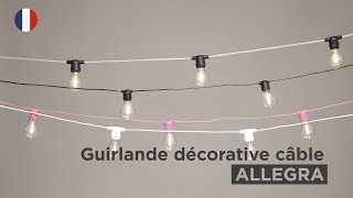 Guirlande guinguette extérieure câble rose 5M prolongeable 10 ampoule filament ALLEGRA vidéo