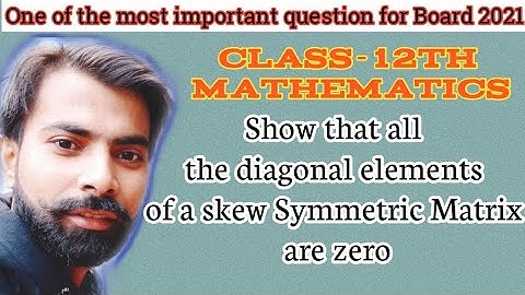 Show that all the diagonal elements of a skew symmetric matrix are zero || Class-12th  || Matrices