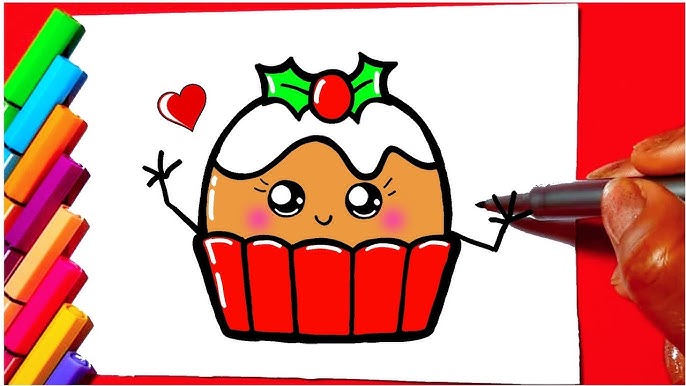 Como desenhar Cartão Feliz Natal fofo ❤ Desenhos Kawaii - Desenho para  Desenhar 