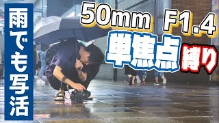 【豪雨】50mmF1.4単焦点縛り雨の日の撮影テクニックとは