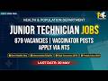 Health Department Jobs 2026 | 879 Junior Technician Vaccinator Seats | Online Apply | Detailed Video