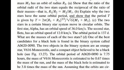 Binary Star-Different Masses. Two stars, with masses and are in circular orbits around their center