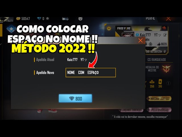 APRENDA! COMO DAR ESPAÇO NO NOME DO FREE FIRE 2021 - COMO DAR ESPAÇO NO  NICK DO FREE FIRE - NANDO FF 