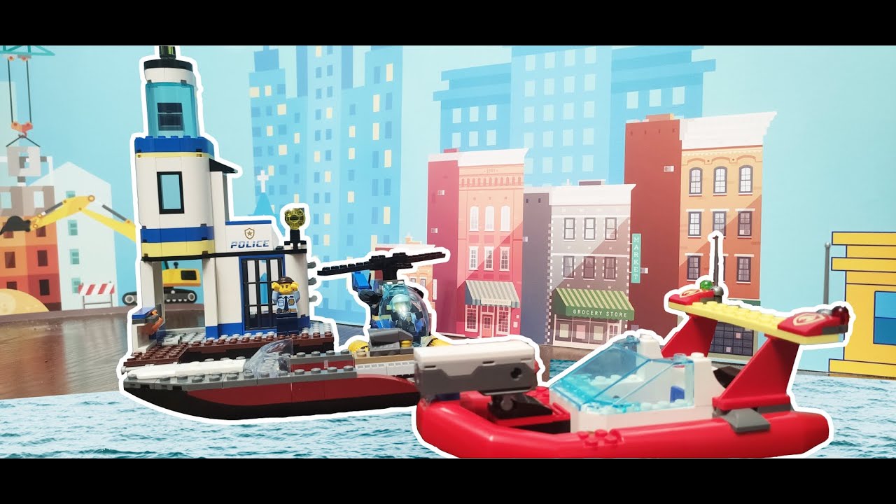 Lego Police Tower, Boats & Helicopter
