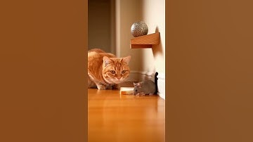 The orange cat stared at the mouse intently. Watch this epic chase unfold #cats #mice #pets