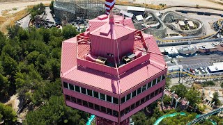 Jonathan Launer shoots amazing 4K drone footage of Covid-closed Six Flags Magic Mountain.