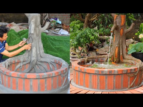 Garden Designs | Creative Aquarium under the Old Tree with Cement and Brick