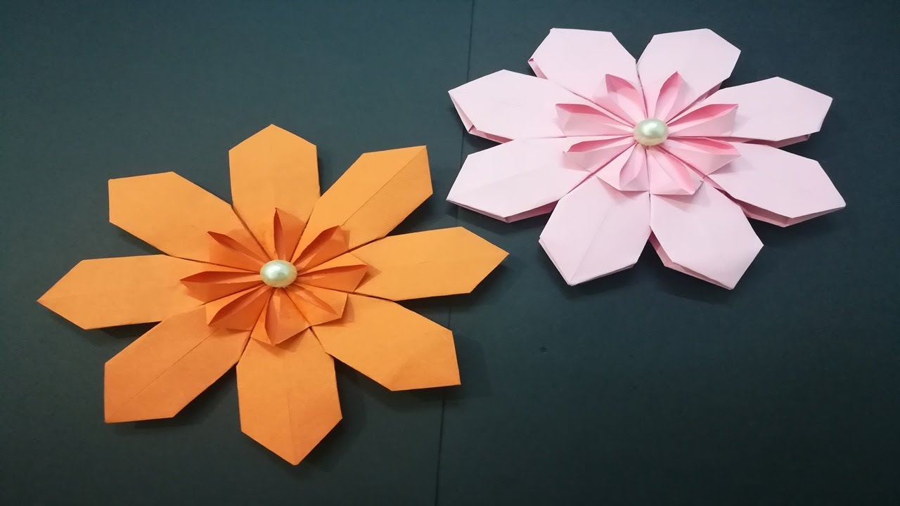 折り紙 簡単に折りたためる花 Origami Make A Paper Flowers Easy Paper Flower Making Papel Y Origami 折り紙モンスター