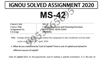 MS-42 Solved Assignment 2019-20