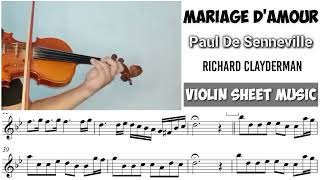 Free Sheet || Mariage D'Amour - Paul De Senneville || Violin Sheet Music Resimi