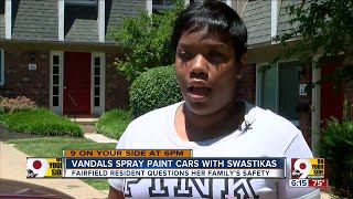 Vandals mark black woman's car with swastika
