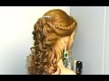 Curly prom hairstyle for long hair with french braids. Tutorial