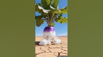 The rabbit saved the turnip plant from drying out by watering it #ai #tree #save #water #4k #video