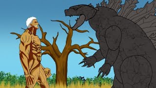 Godzilla​ VS Armored Titan -​ Drawing​ Cartoons​2