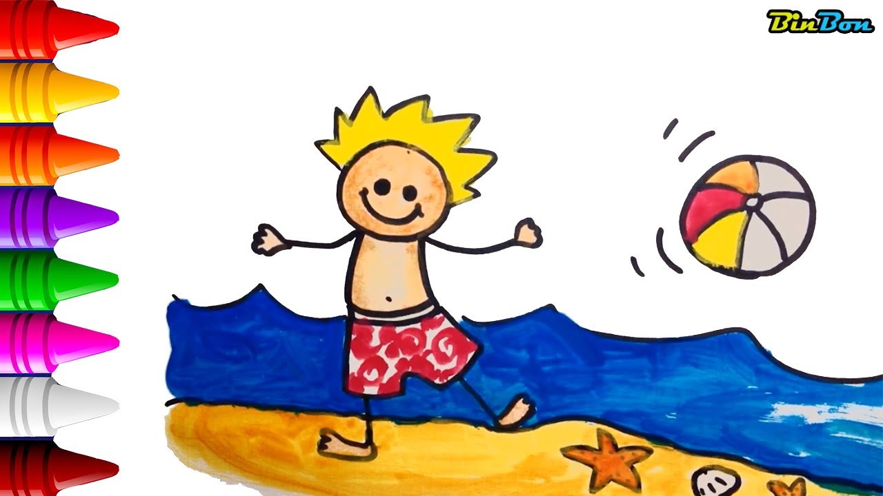 Cómo dibujar un Playa para niños | Verano Dibujos para colorear - thptnganamst.edu.vn