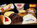 【咀嚼音/ASMR】デイリーヤマザキでコンビニスイーツ パーティ 食べる音 モッパン チーズケーキ ミルクレープ シュークリーム まるごとスイートポテト