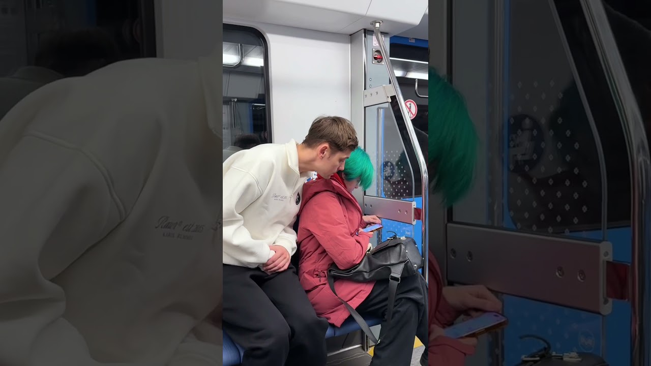Her reaction when he did THIS on the subway #prank #couple #viral
