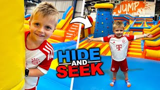 HIDE AND SEEK IN A GIANT INFLATABLE PARK!!