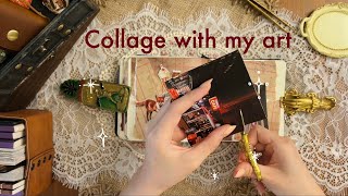ASMR【Collage with my illustrations】New York City, Cafe, fox, Relaxing paper sounds, Journal idea
