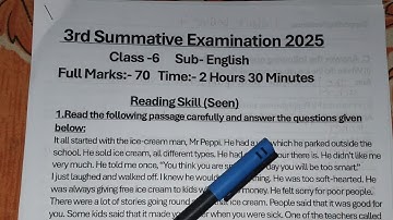 Cass 6 English 3rd Unit Test Suggestion 2025 // Class 6 English 3rd Unit Test Question Paper 2025