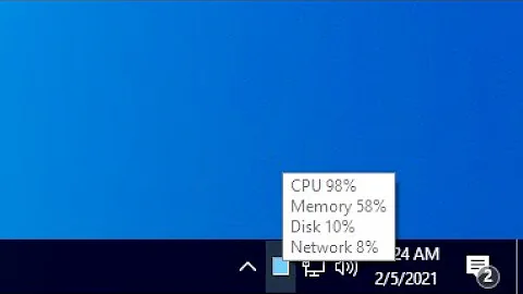 View the CPU, RAM, Disk and Network usage on the Taskbar without software